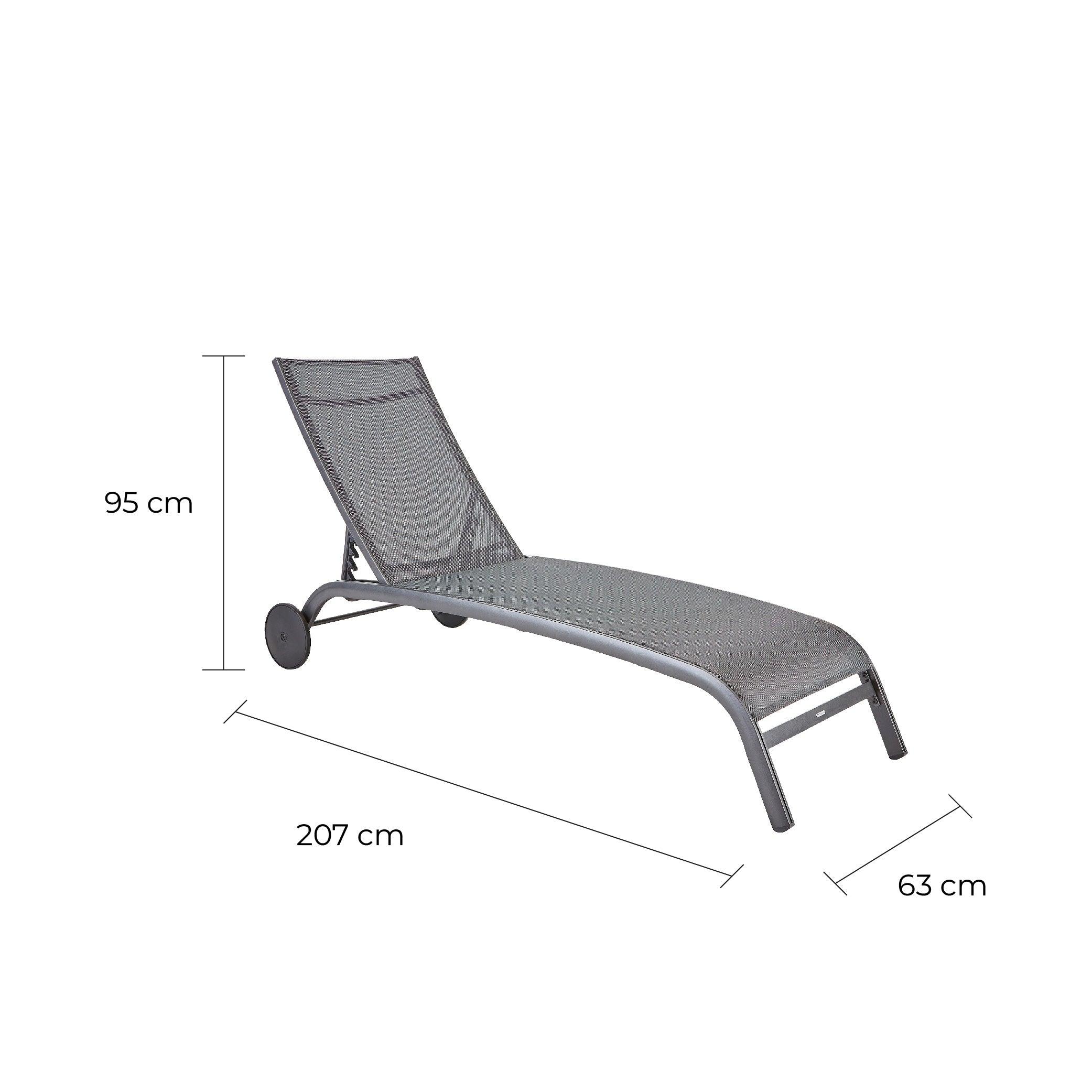 Naterial Camastro Reclinable de Textileno y Aluminio con Ruedas, Modelo Lyra II - LuzDeco