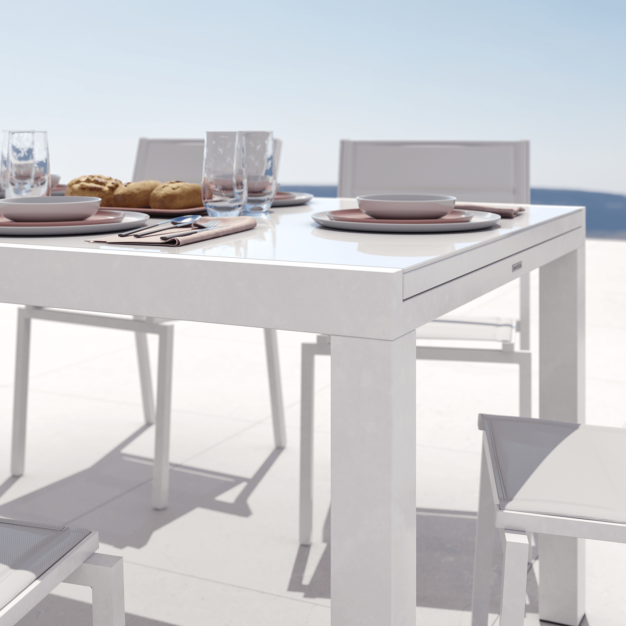 Naterial Mesa de Comedor de Aluminio Extensible Apta para Exterior, Modelo Lyra II - LuzDeco