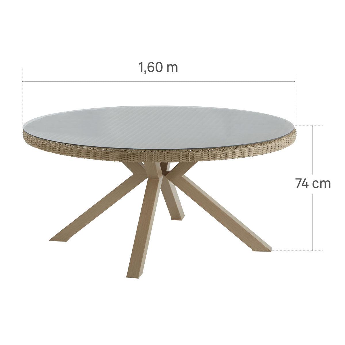 Naterial Mesa de Comedor de Aluminio Tipo Ratán Apta para Exterior, Modelo Medena - LuzDeco