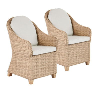 Naterial Set de 2 Sillones Tipo Ratán con Cojin y Descansabrazos Aptos para Exterior, Modelo Medena