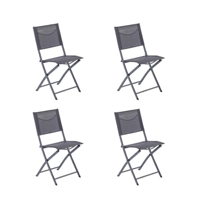 Naterial Set de 4 Sillas Plegables de Acero Apta para Exterior, Modelo Emys