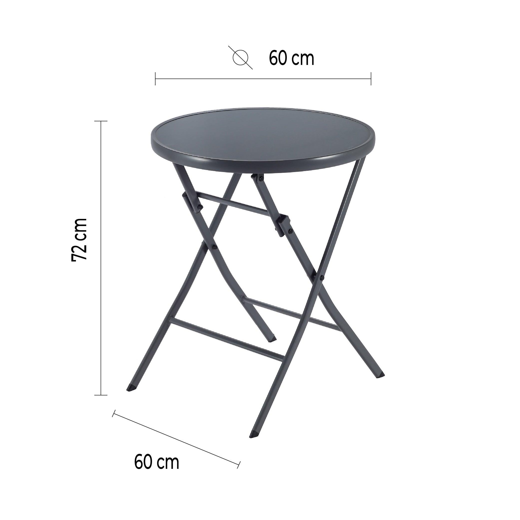 Naterial Set de Mesa de Comedor + 2 Sillas Plegables de Acero Apta para Exterior, Modelo Emys - LuzDeco