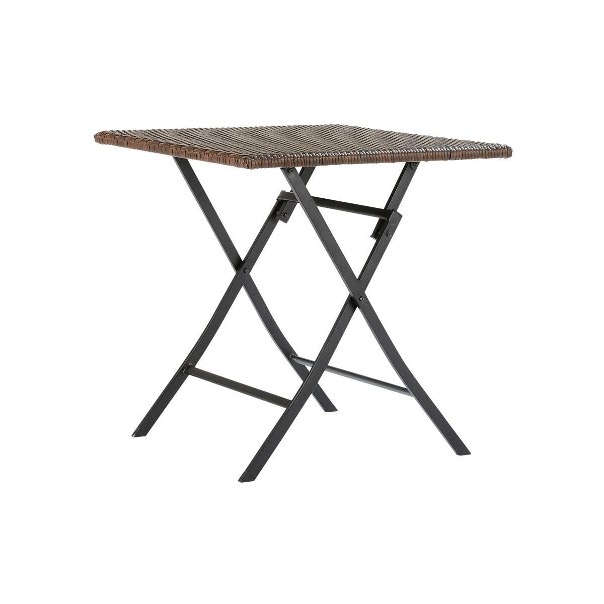 Naterial Set de Mesa de Comedor + 2 Sillas Plegables Tipo Ratán Apta para Exterior, Modelo Zena - LuzDeco