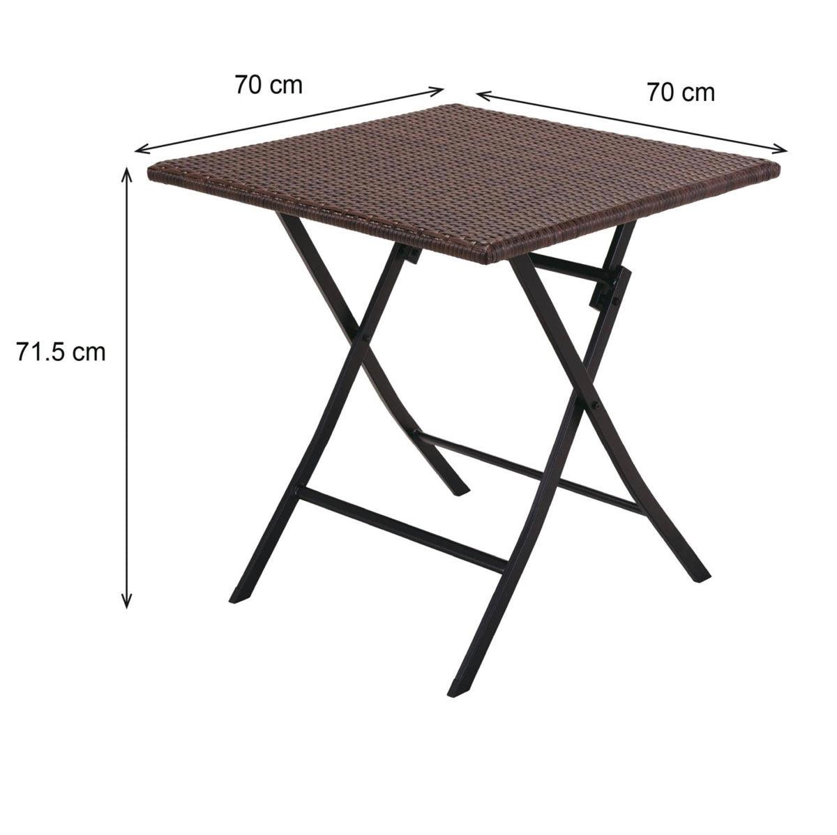 Naterial Set de Mesa de Comedor + 2 Sillas Plegables Tipo Ratán Apta para Exterior, Modelo Zena - LuzDeco