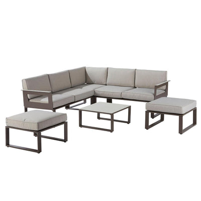 Naterial Set de Sala Muebles de Jardín: Sofá Esquinero + 2 Taburetes + Mesa de Aluminio para Exterior, Modelo Odyssea