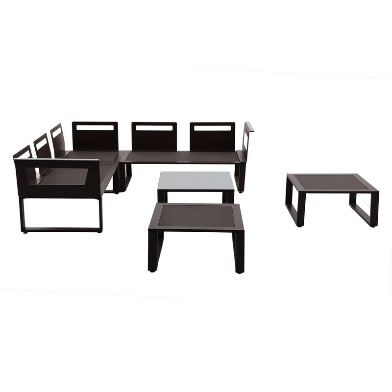 Naterial Set de Muebles de Jardín: Sofá Esquinero + 2 Taburetes + Mesa de Aluminio para Exterior, Modelo Odyssea - LuzDeco