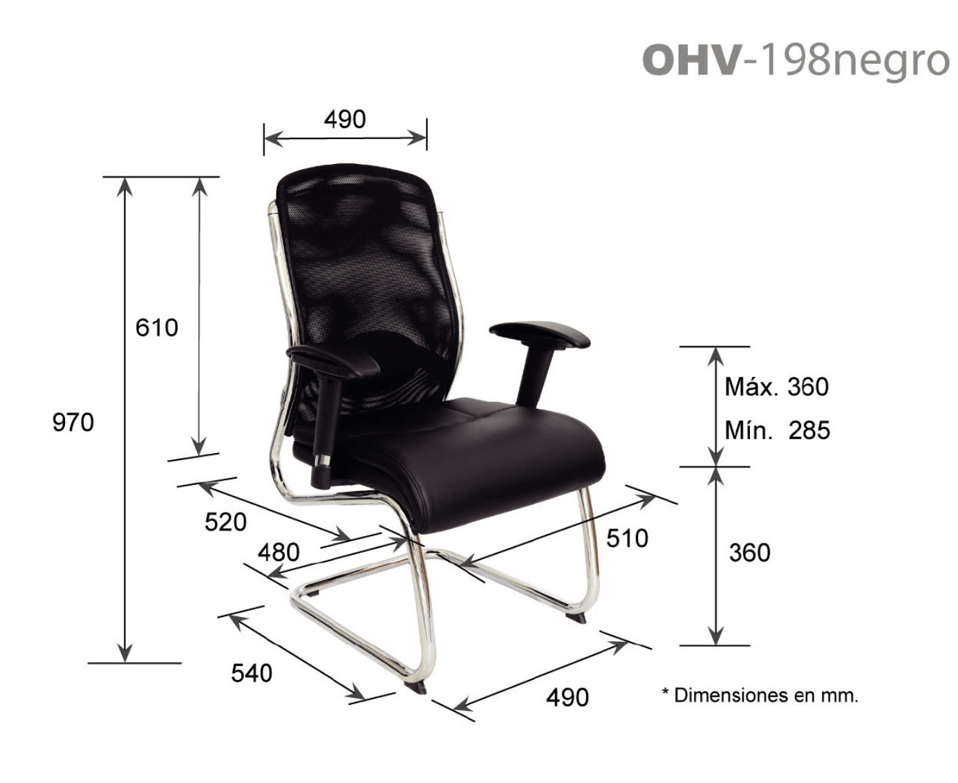 Offiho Set de 2 Silla de Oficina Modernas Tipo Piel con Terminados en Cromo con Descansabrazos para Visitas, Modelo CROMA OHE198 - LuzDeco