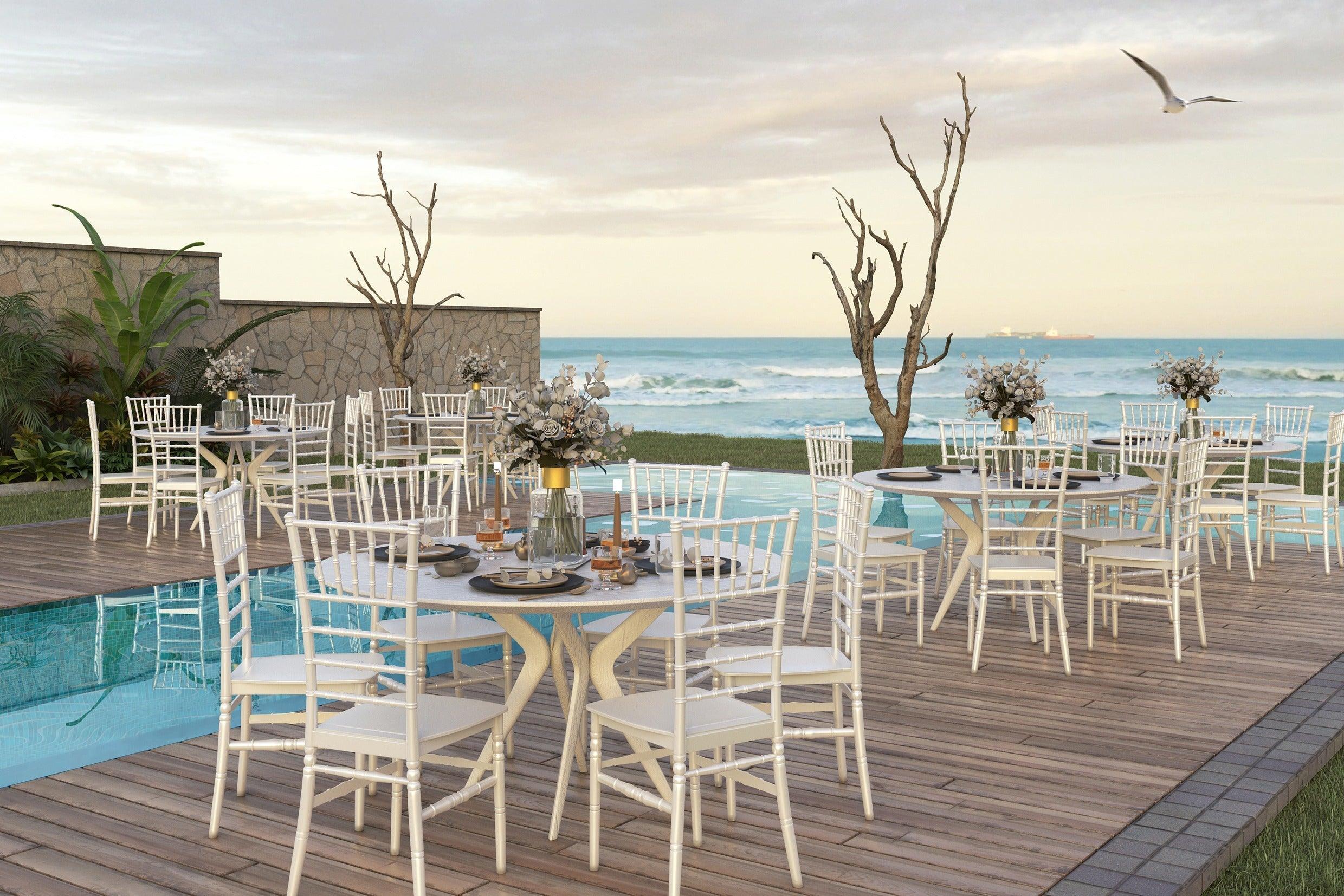Offiho Set de 2 Sillas de Comedor Vintage Para Eventos Aptas para Exterior e Interior con Protección UV, Modelo FESTINA - LuzDeco