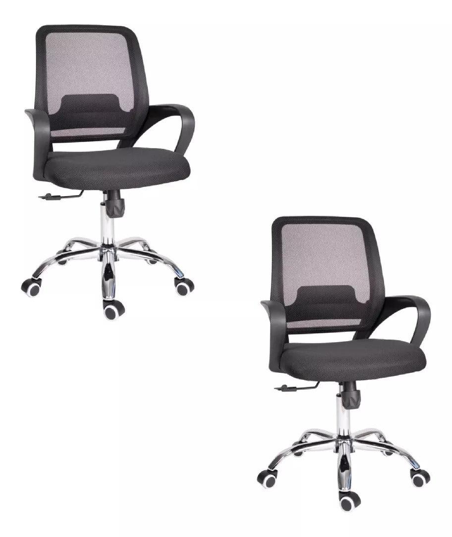 Offiho Set de 2 Sillas De Escritorio Ergonómicas Oficina Ejecutiva Tapiz Mesh, Modelo BARI-OPERATIVO - LuzDeco