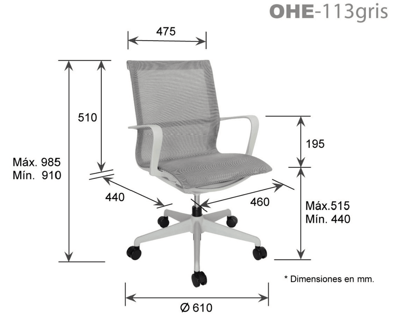 Offiho Set de 2 Sillas de Oficina Ergonómicas Reclinables con Altura Ajustable, Modelo BIO OHE113 - LuzDeco
