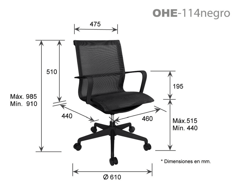 Offiho Set de 2 Sillas de Oficina Ergonómicas Reclinables con Altura Ajustable, Modelo BIO OHE114 - LuzDeco