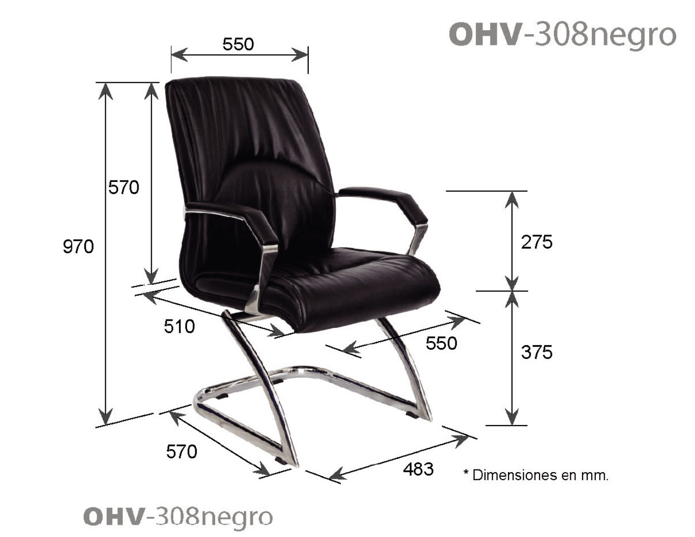 Offiho Set de 2 Sillas de Oficina Ergonómicas Reclinables con Altura Ajustable, Modelo CIANI OHE308 - LuzDeco