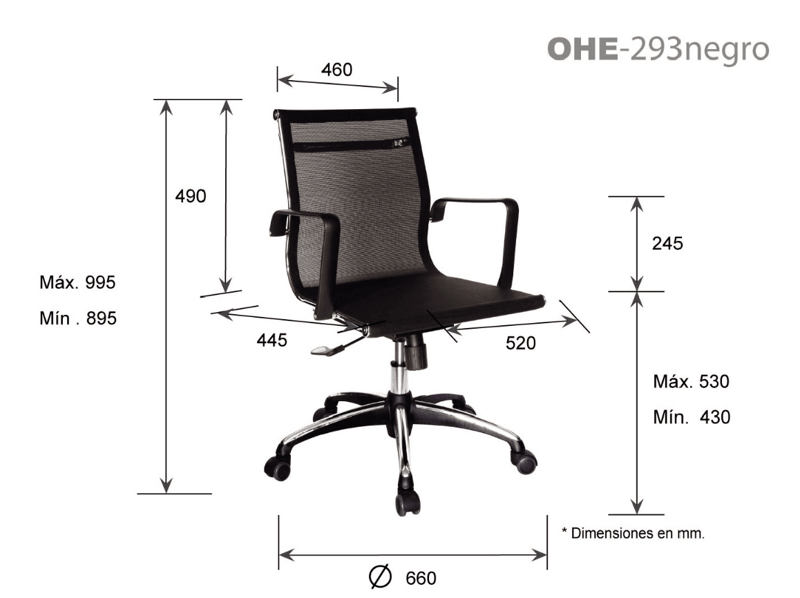 Offiho Set de 2 Sillas de Oficina Ergonómicas Reclinables con Altura Ajustable, Modelo TRAVIS OHE293 - LuzDeco