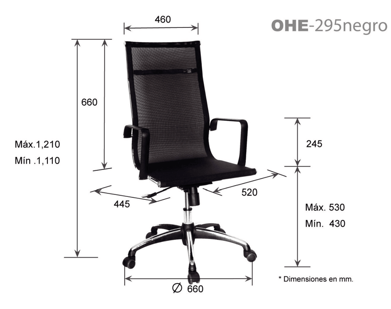 Offiho Set de 2 Sillas de Oficina Ergonómicas Reclinables con Altura Ajustable, Modelo TRAVIS OHE295 - LuzDeco