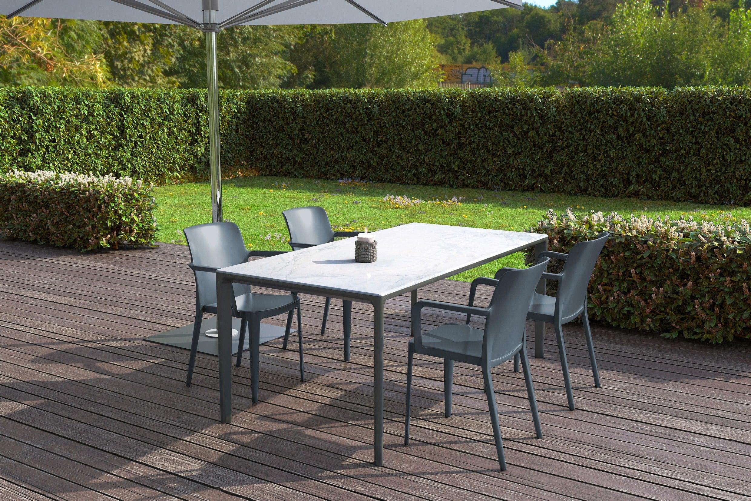 Offiho Silla de Comedor Durable con Descansabrazos Para Exterior e Interior con Protección UV, Modelo Solei OHV60 - LuzDeco