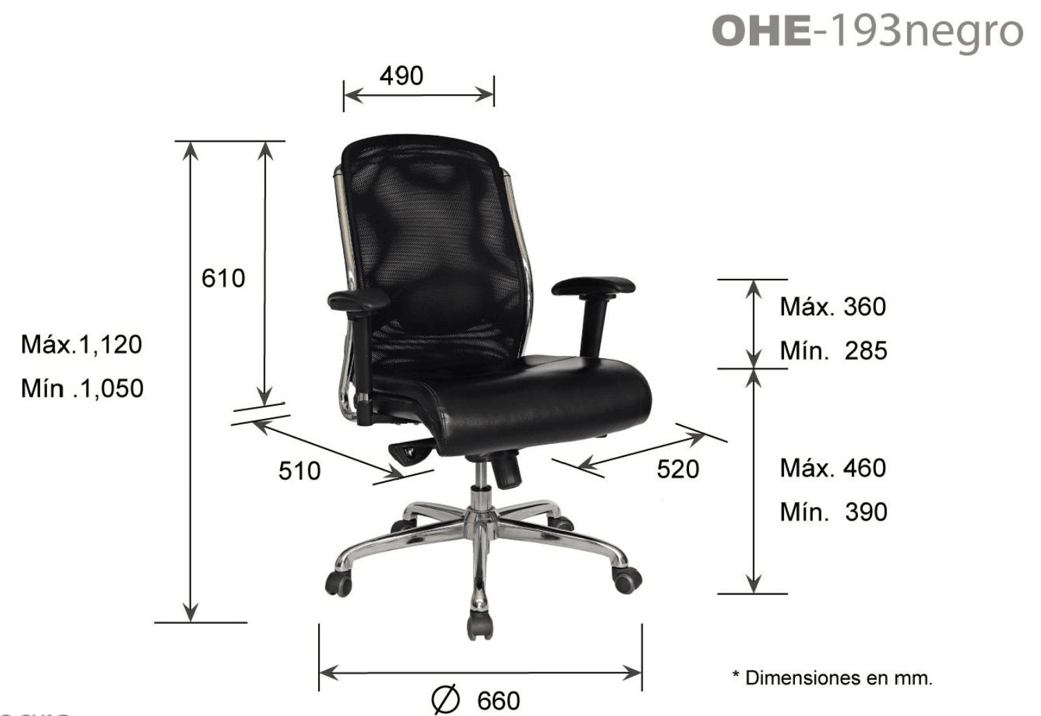 Offiho Silla De Escritorio Ergonómica Reclinable con Altura Ajustable con Tapiz Mesh, Modelo CROMA OHE193 - LuzDeco