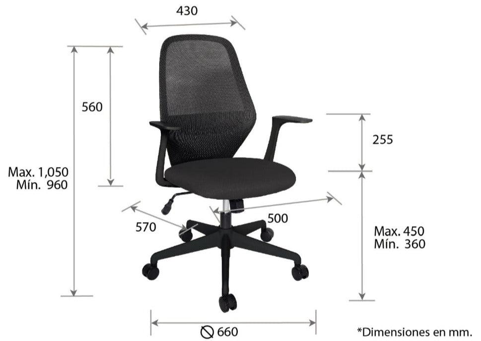 Offiho Silla De Escritorio Ergonómica Reclinable con Altura Ajustable con Tapiz Mesh, Modelo FLASH OHE98 - LuzDeco