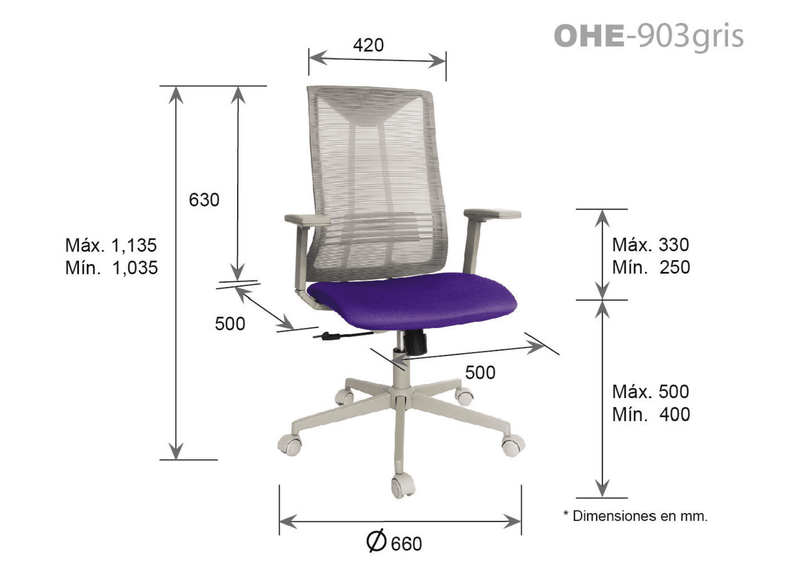 Offiho Silla de Oficina Ergonómica Reclinable con Altura Ajustable, Modelo ATHELIER OHE-903 - LuzDeco