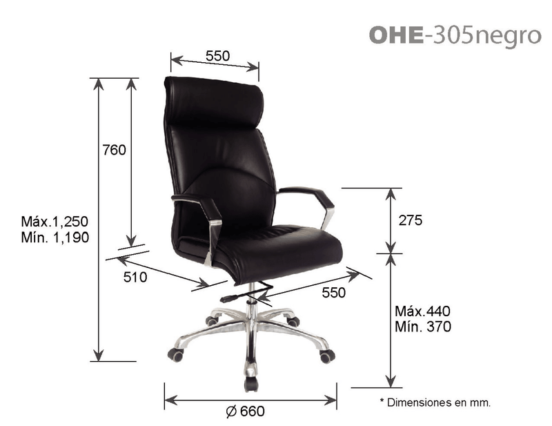 Offiho Silla de Oficina Ergonómica Reclinable con Altura Ajustable, Modelo CIANI OHE305 - LuzDeco