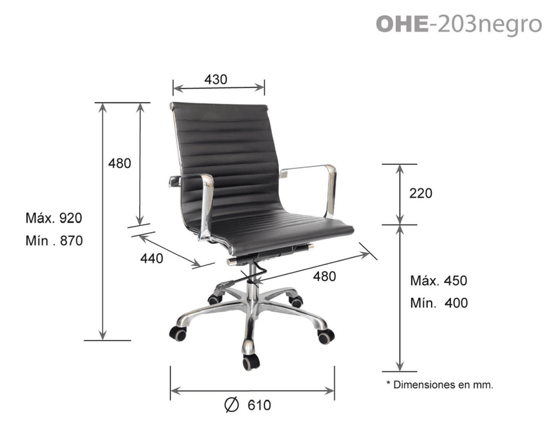 Offiho Silla de Oficina Ergonómica Reclinable con Altura Ajustable, Modelo GOETZ OHE203 - LuzDeco