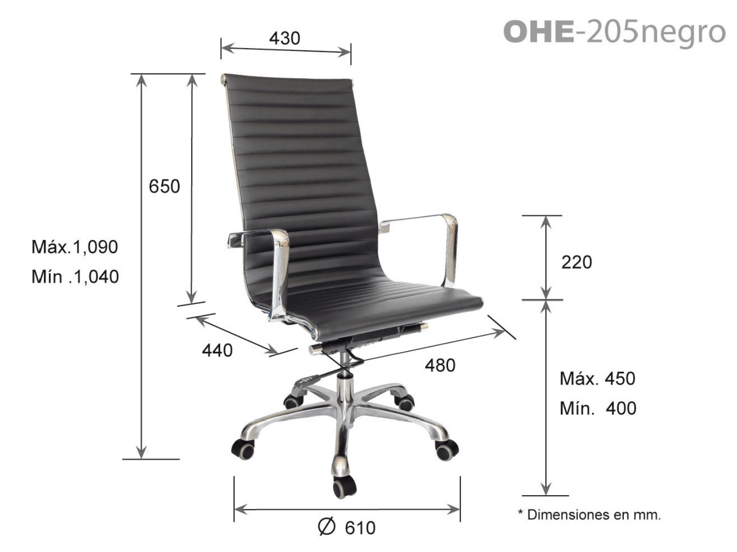 Offiho Silla de Oficina Ergonómica Reclinable con Altura Ajustable, Modelo GOETZ OHE205 - LuzDeco