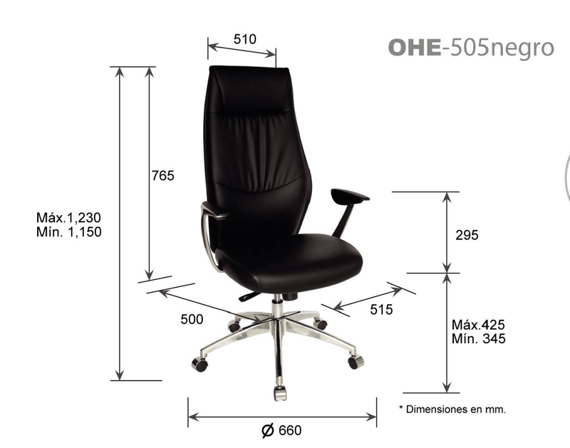 Offiho Silla de Oficina Ergonómica Reclinable con Altura Ajustable, Modelo PAOLI OHE-505 - LuzDeco