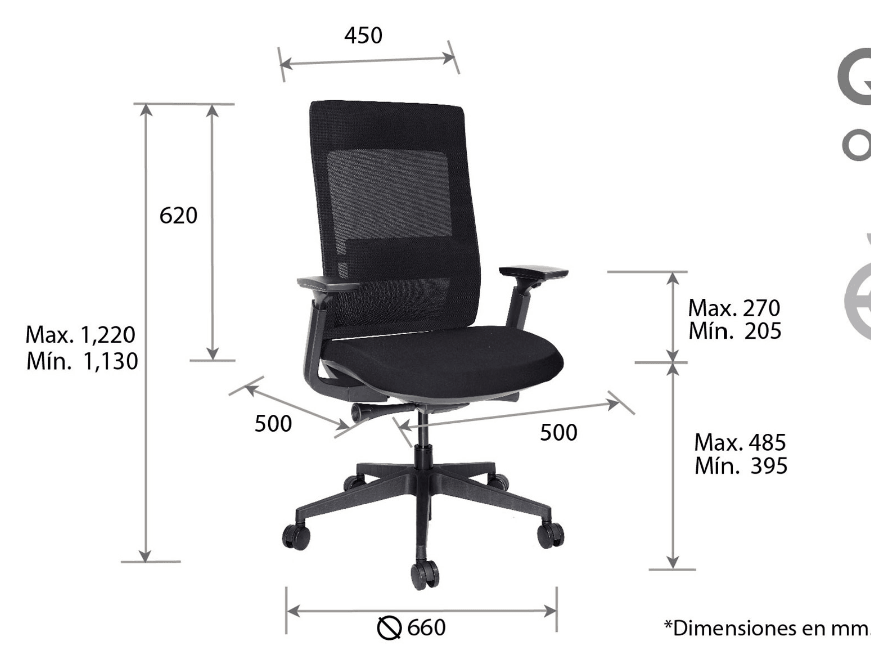 Offiho Silla de Oficina Ergonómica Reclinable con Altura Ajustable, Modelo QUO EJECUTIVA OHE-803 - LuzDeco