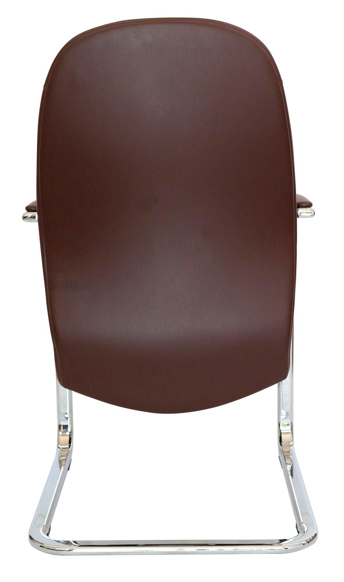 Offiho Silla de Oficina Moderna Tipo Piel con Terminados en Cromo con Descansabrazos para Visitas, Modelo ALUFSEN OHV408 - LuzDeco