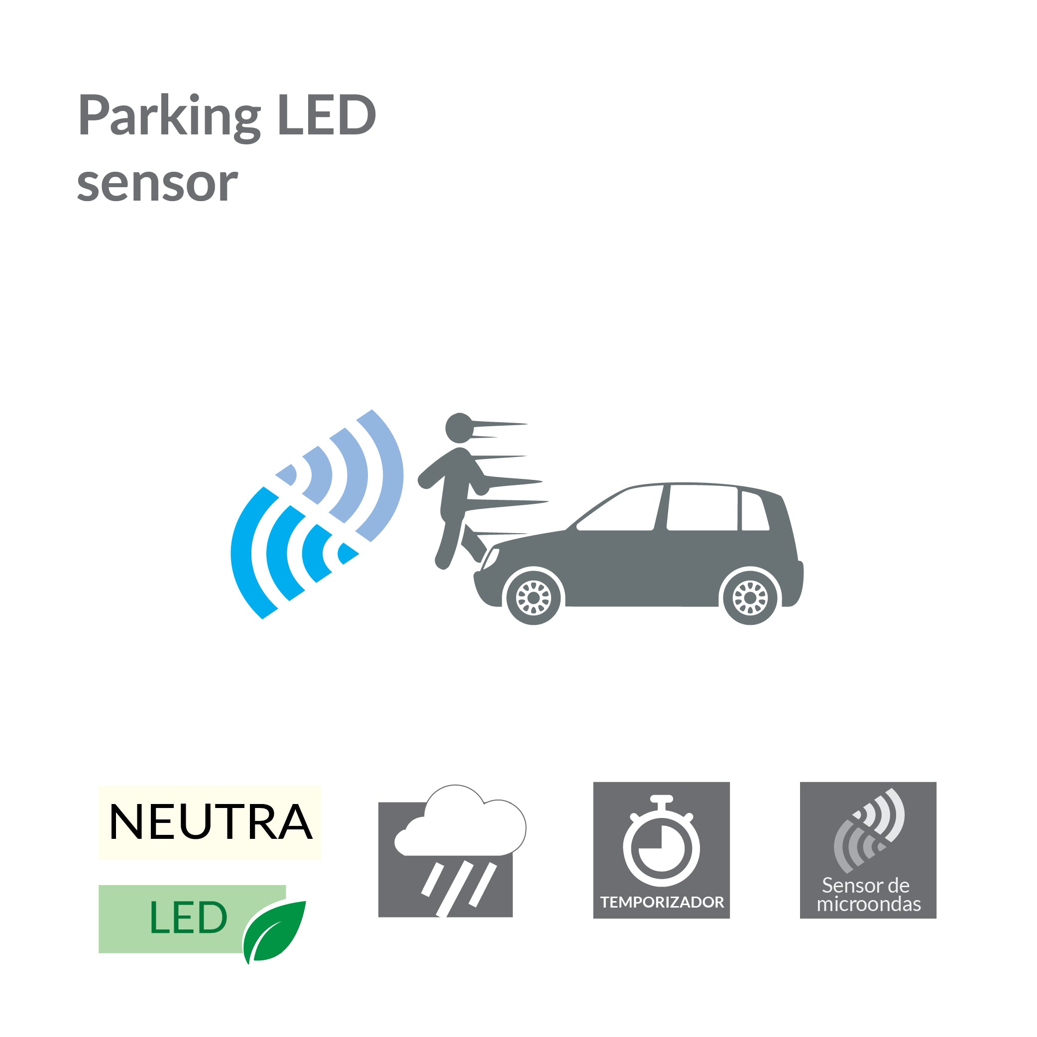 Estevez Parking LED Gabinete Estanca de Sobreponer 16W, Fotocelda, Control Remoto y Sensor de Presencia, Modelo 19563-MW