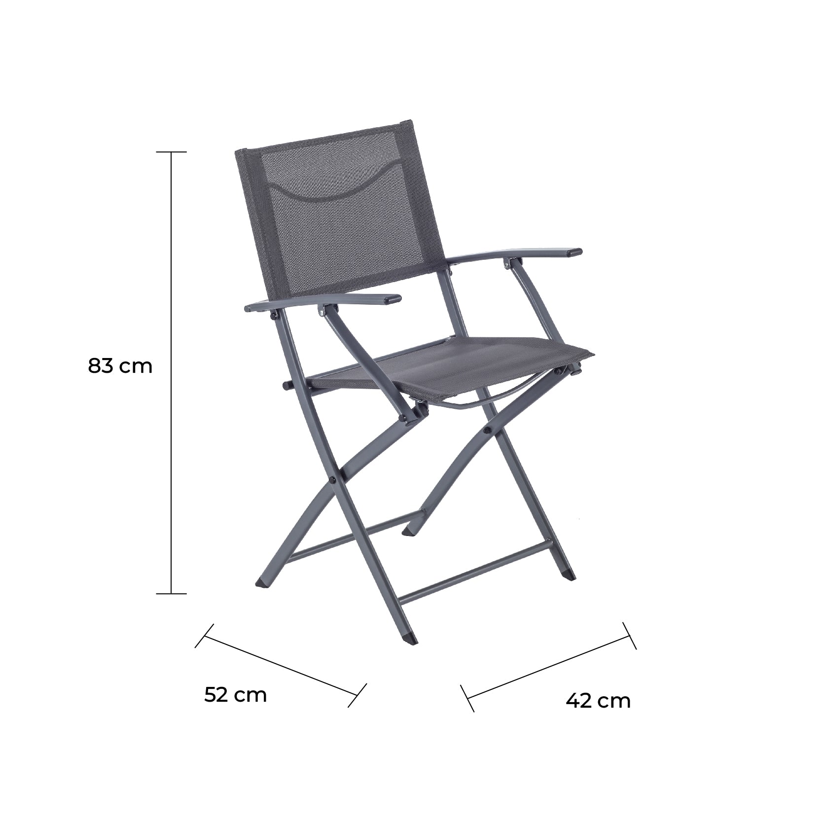 Naterial Silla Plegable con Descansabrazos de Acero Apta para Exterior, Modelo Emys