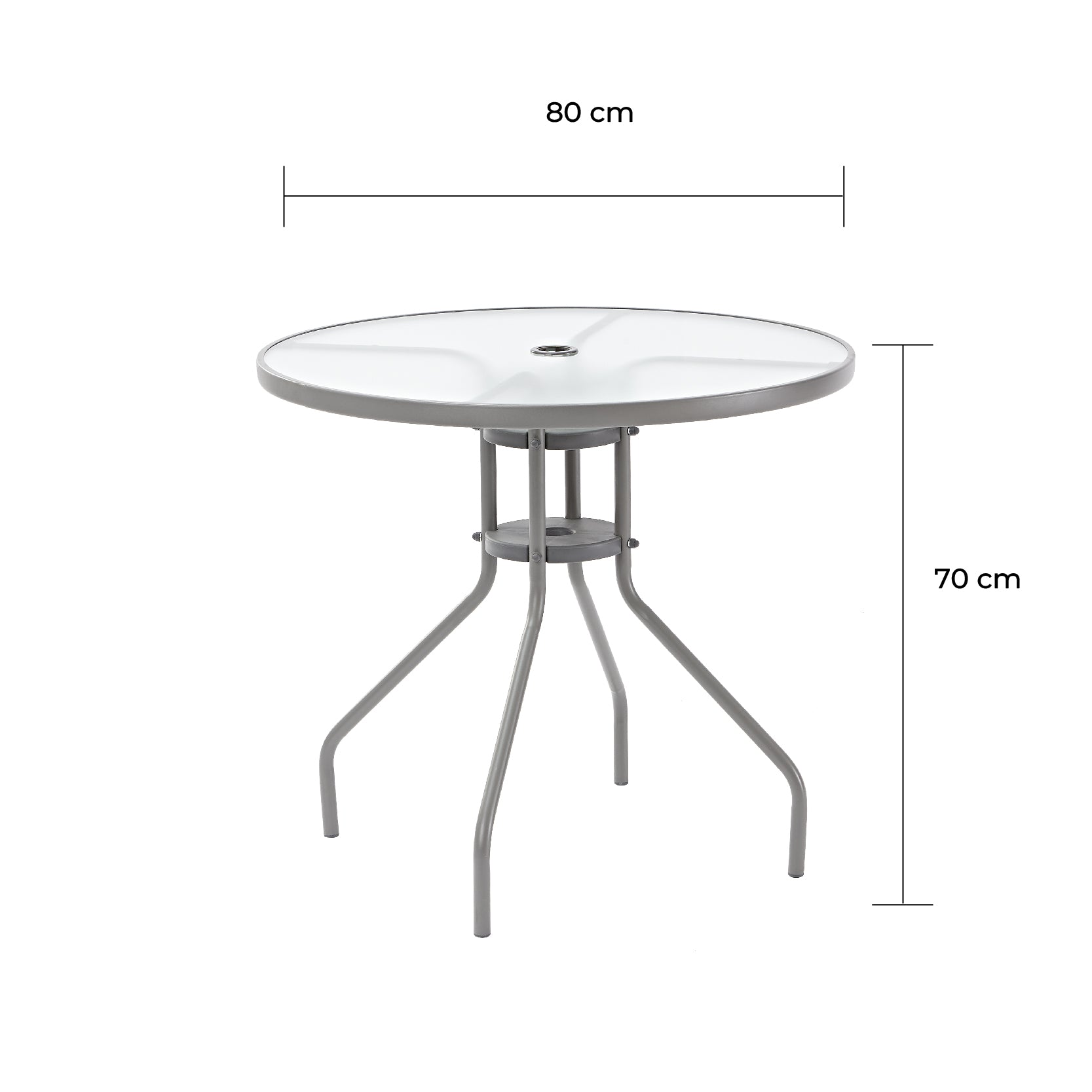 Naterial Mesa De Comedor Acero con Cristal Apta para Exterior, Modelo Elias