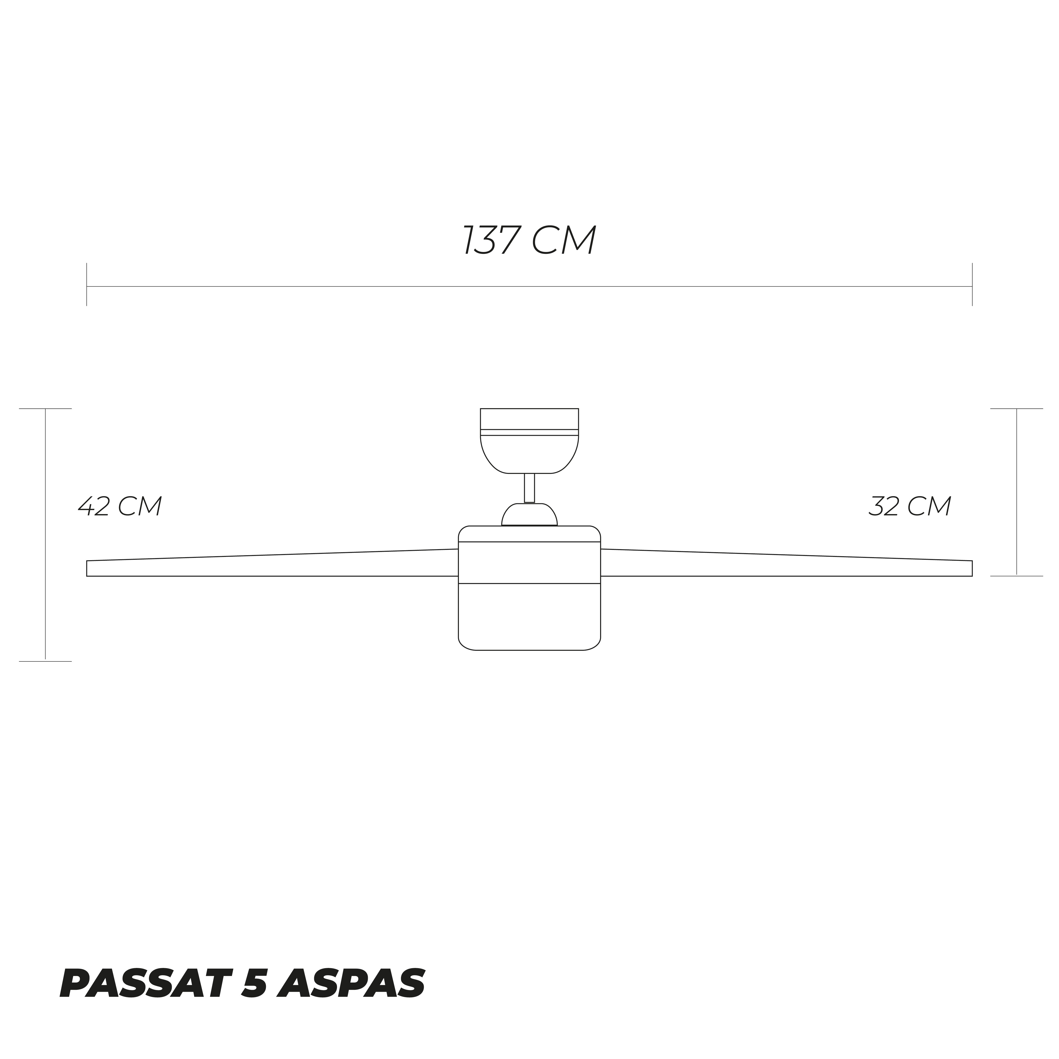 Coolfan Ventilador de Techo Smart de 5 Aspas Reversibles de 54'' con Control Remoto, Modelo Passat