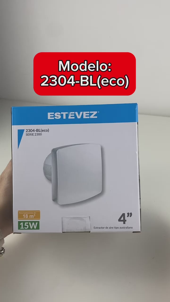 Extractor de Baño 4" Estevez 2304-BL(eco): Bajo Ruido, | Tipo Australiano - LuzDeco