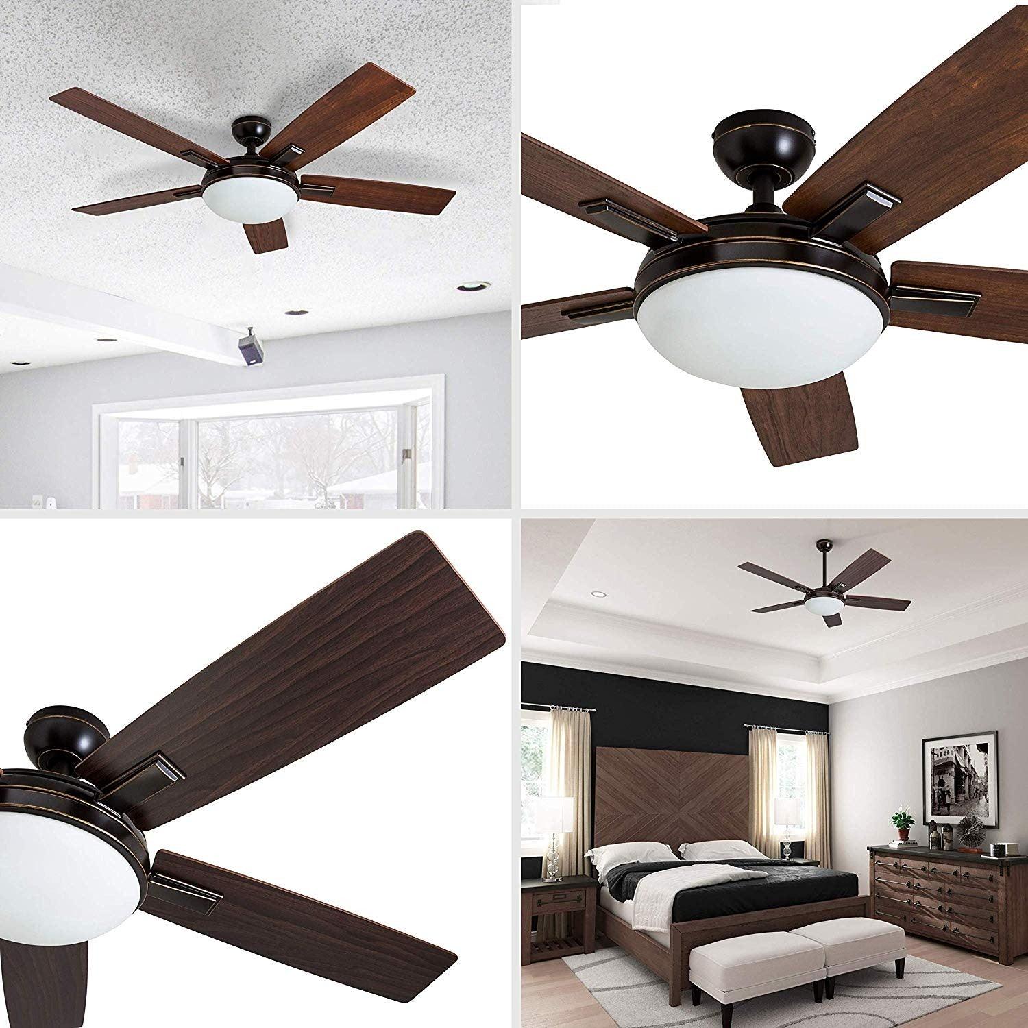 Prominence Home Ventilador de Techo de 52" con Luz y 5 Aspas Reversibles con Control Remoto, Modelo Emporia 51021 - LuzDeco