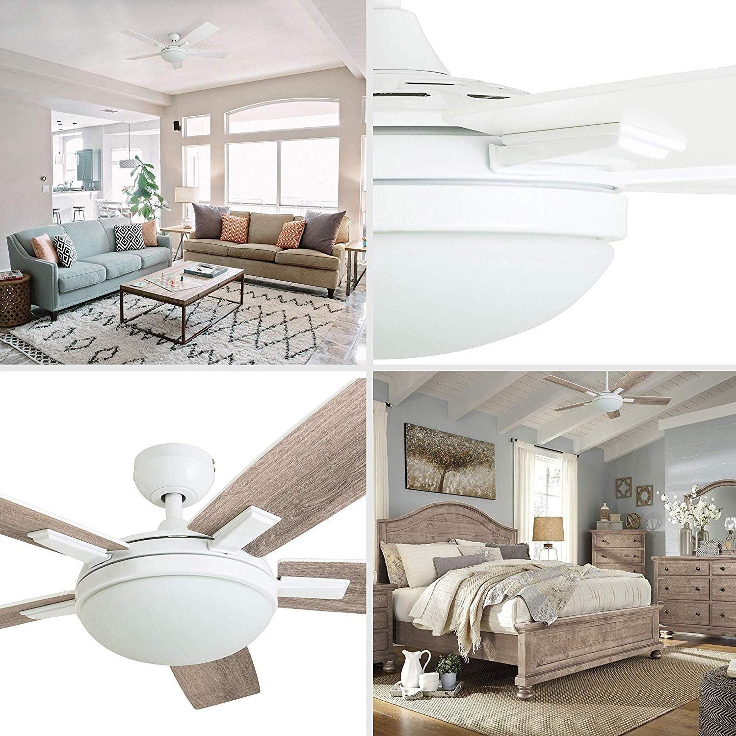 Prominence Home Ventilador de Techo de 52" con Luz y 5 Aspas Reversibles con Control Remoto, Modelo Emporia 51021 - LuzDeco