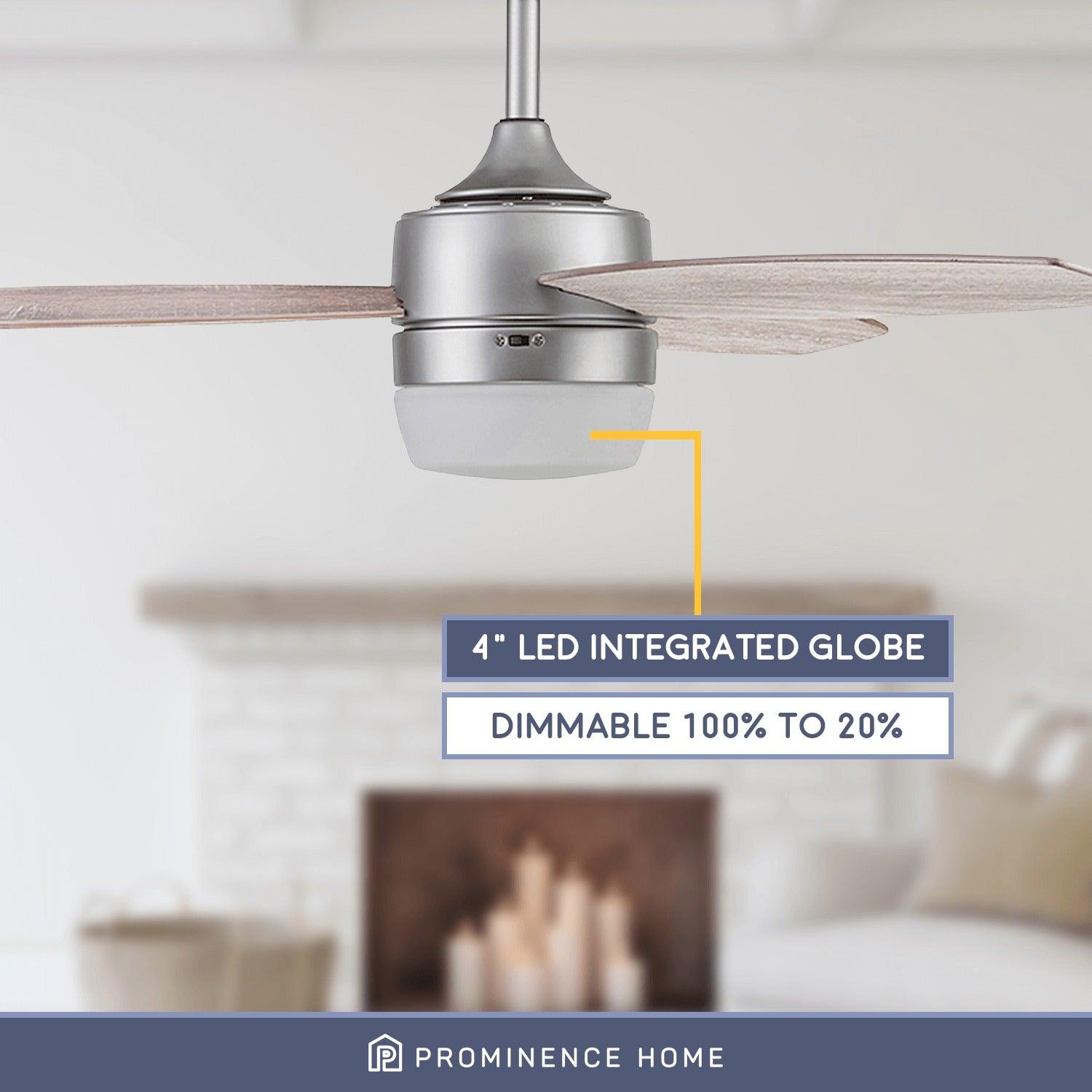 Prominence Home Ventilador de Techo Smart de 52" con Luz y 3 Aspas Reversibles con Control Remoto, Modelo Enoki 51642 - LuzDeco