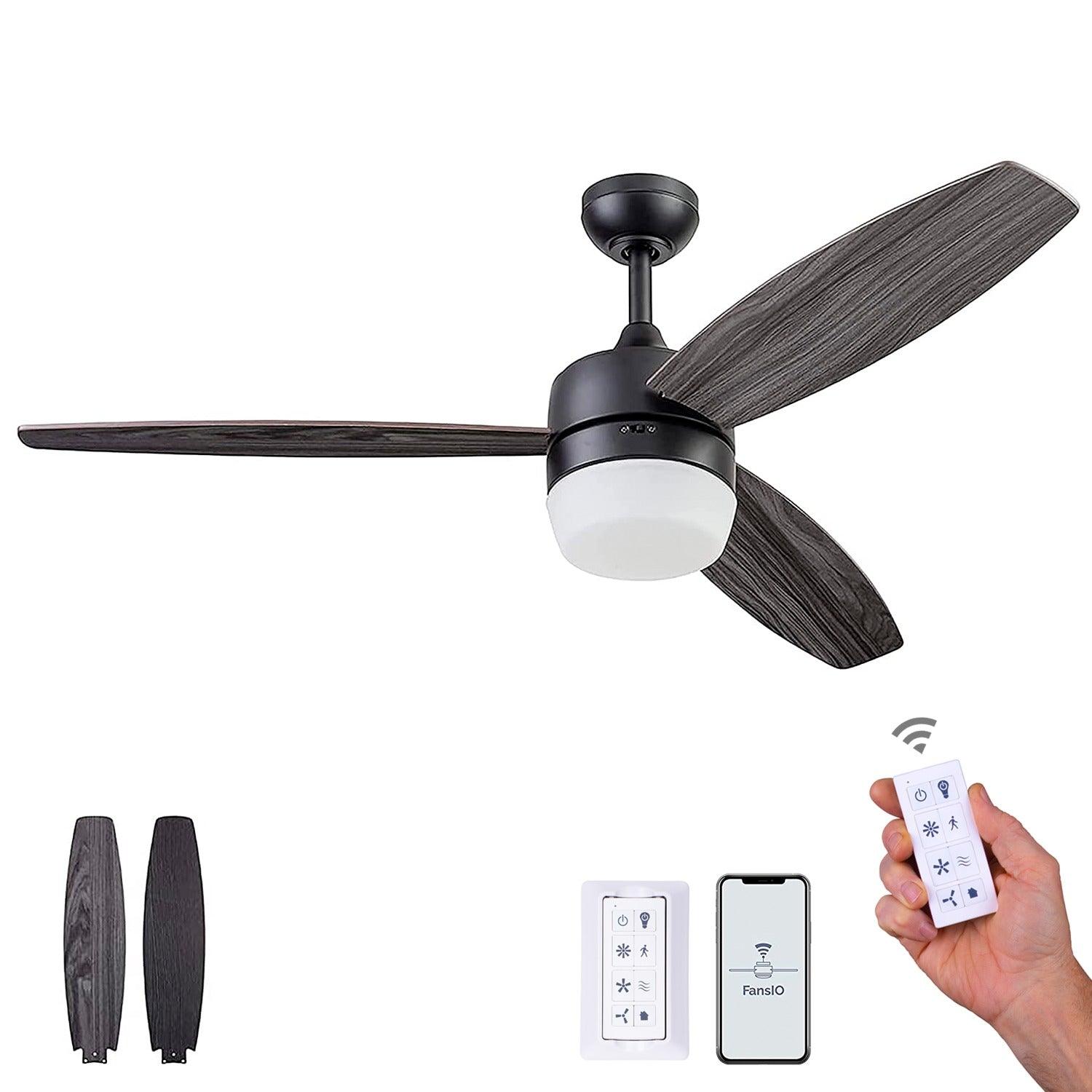 Prominence Home Ventilador de Techo Smart de 52" con Luz y 3 Aspas Reversibles con Control Remoto, Modelo Enoki 51642 - LuzDeco