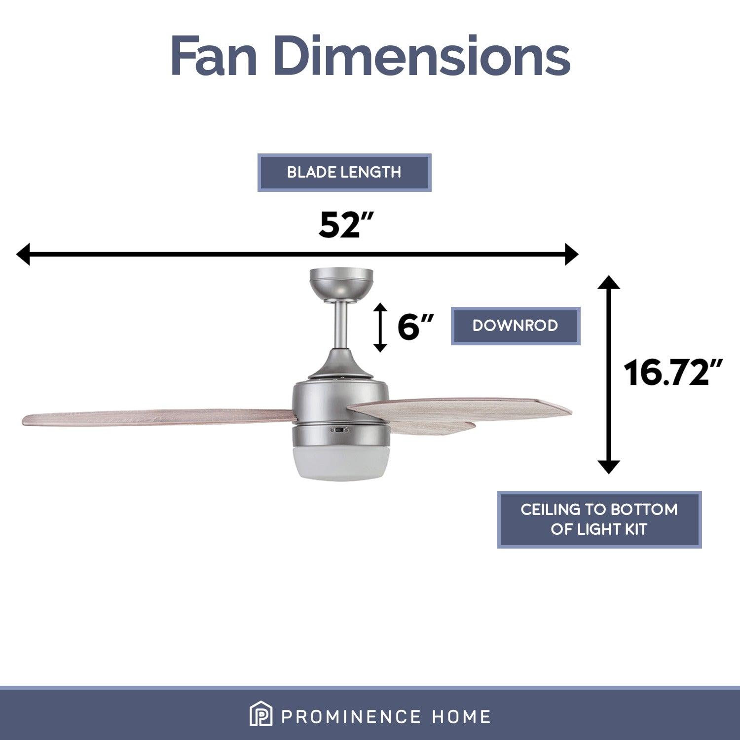 Prominence Home Ventilador de Techo Smart de 52" con Luz y 3 Aspas Reversibles con Control Remoto, Modelo Enoki 51642 - LuzDeco