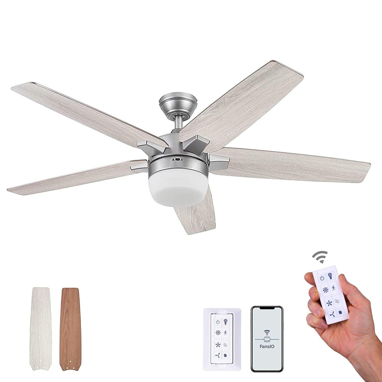 Prominence Home Ventilador de Techo Smart de 52" con Luz y 5 Aspas Reversibles con Control Remoto, Modelo Dorsey 51646 - LuzDeco