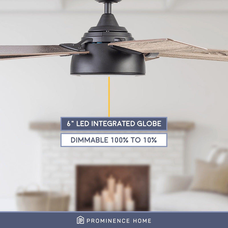 Prominence Home Ventilador de Techo Smart de 52" con Luz y 5 Aspas Reversibles con Control Remoto, Modelo Potomac 51639 - LuzDeco