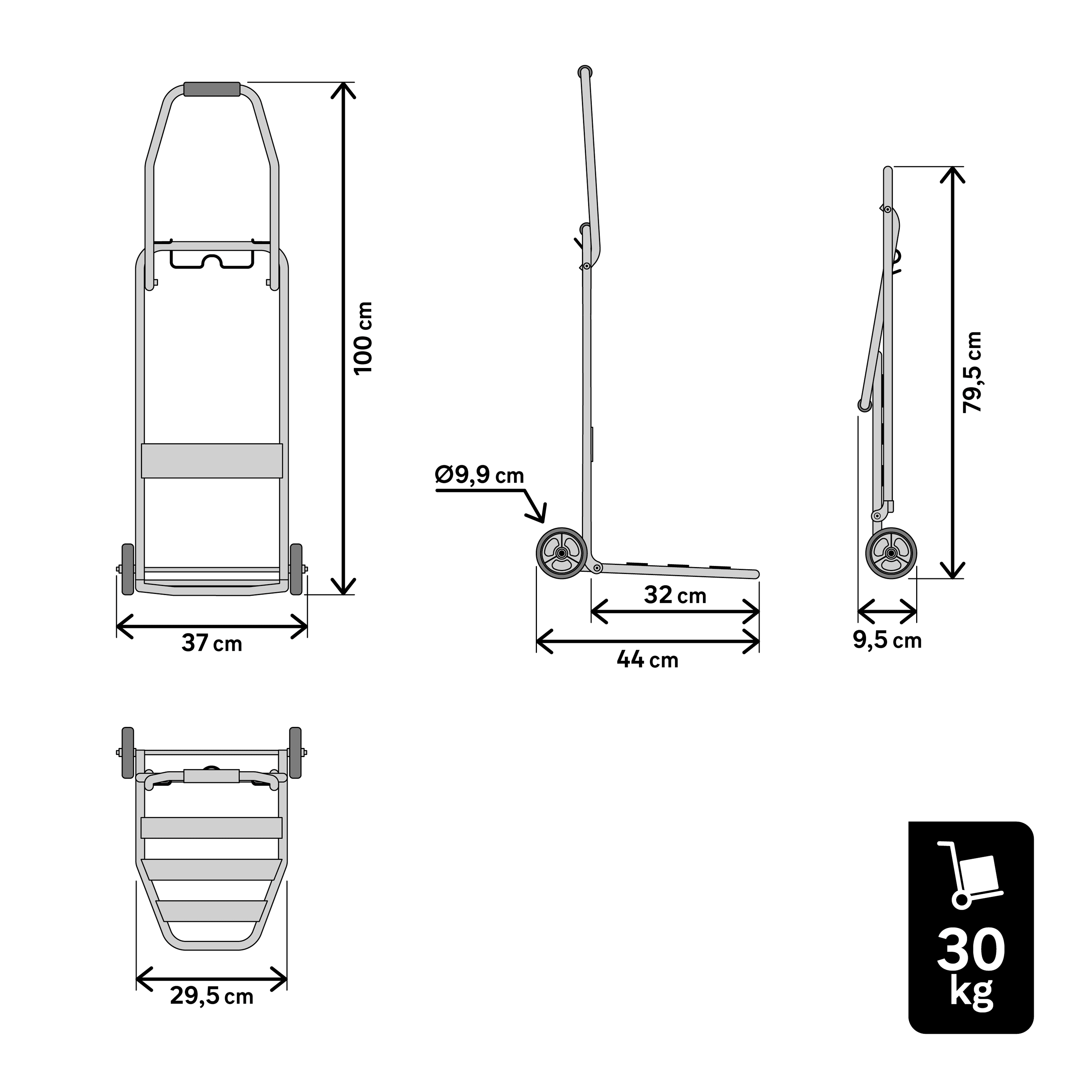 Standers Diablo de Carga Plegable de Acero con 2 Ruedas, Capacidad de 30K, Modelo 84914152 - LuzDeco