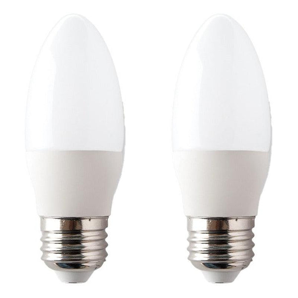 2 Focos LED | LED-VE26 | 4W | Base Estándar E26 | Luz Cálida 3000K / Luz Fría 6500K | Tipo Vela - LuzDeco