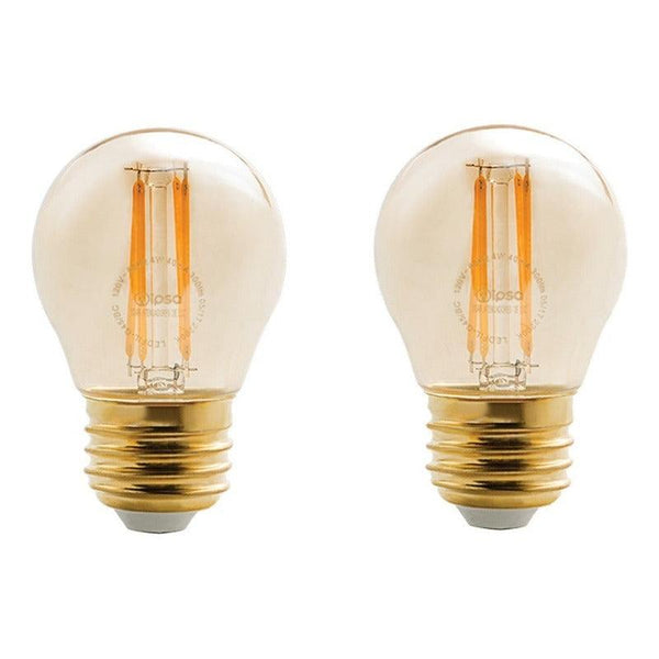 2 Focos LED | LEDFIL-G45 | 4W | Base Estándar E26 | Luz Cálida 3000K - LuzDeco