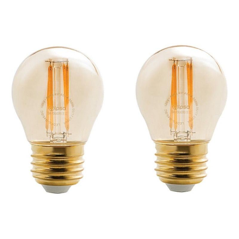 2 Focos LED | LEDFIL-G45 | 4W | Base Estándar E26 | Luz Cálida 3000K - LuzDeco