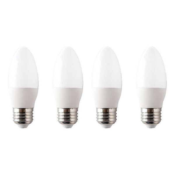 4 Focos LED | LED-VE26 | 4W | Base Estándar E26 | Luz Cálida 3000K / Luz Fría 6500K | Tipo Vela - LuzDeco