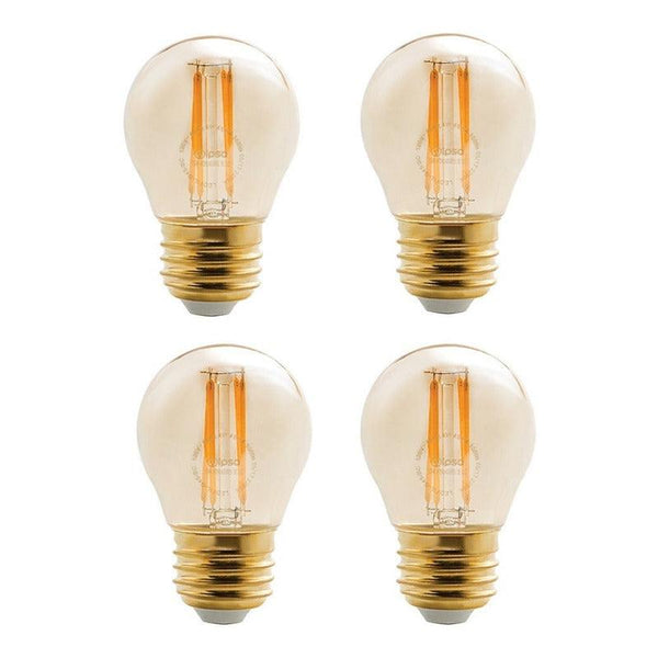 4 Focos LED | LEDFIL-G45 | 4W | Base Estándar E26 | Luz Cálida 3000K - LuzDeco