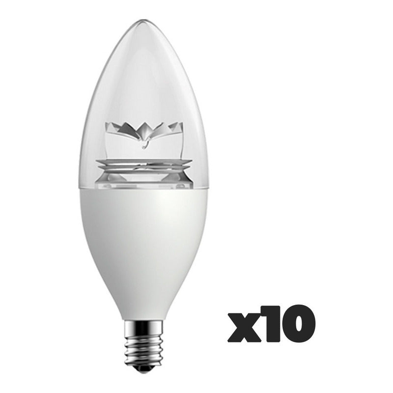 10 Focos LED | E81122 | 6W | Base E12 | Luz Cálida 3000K | Tipo Vela