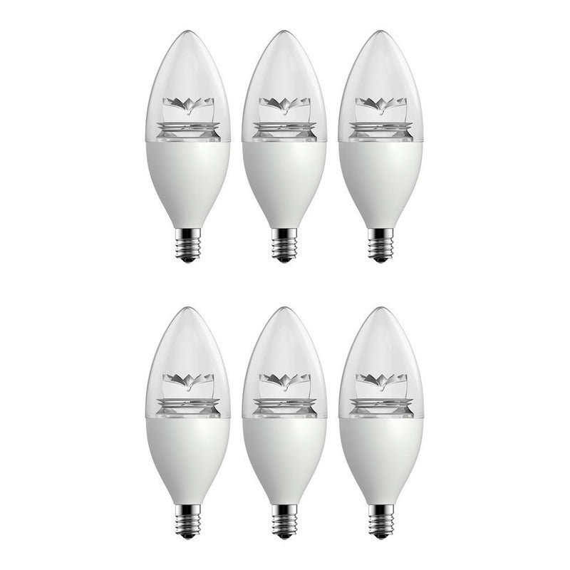 6 Focos LED | E81122 | 6W | Base E12 B11 | Luz Cálida 2700K | Tipo Vela - LuzDeco