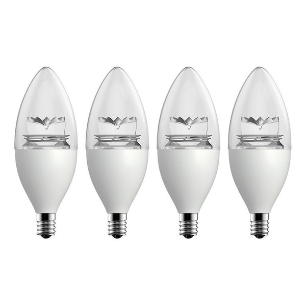  Pack de 4 Focos LED Tipo Vela Estevez E81122-06*4 - Luz Cálida 3000K, Base E12, 6W - LuzDeco