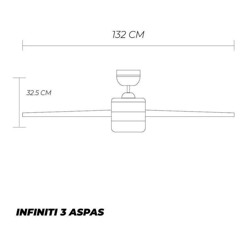 Coolfan Ventilador de Techo con Luz LED de 52'' con 3 Aspas y Control de Cadena, Modelo Infiniti 48301 - LuzDeco